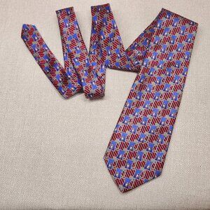 ROBERT TALBOTT Best of Class Men's Silk Necktie Designer Geometric Red EUC